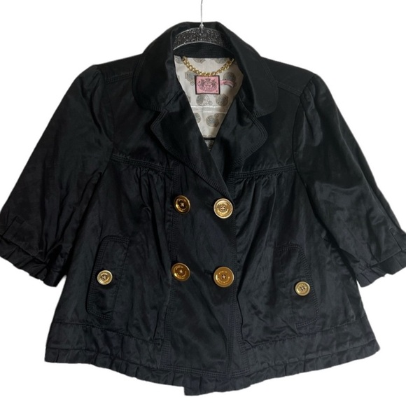 Vintage JUICY COUTURE black Double-Breasted Jacket with Gold Buttons - Picture 3 of 4